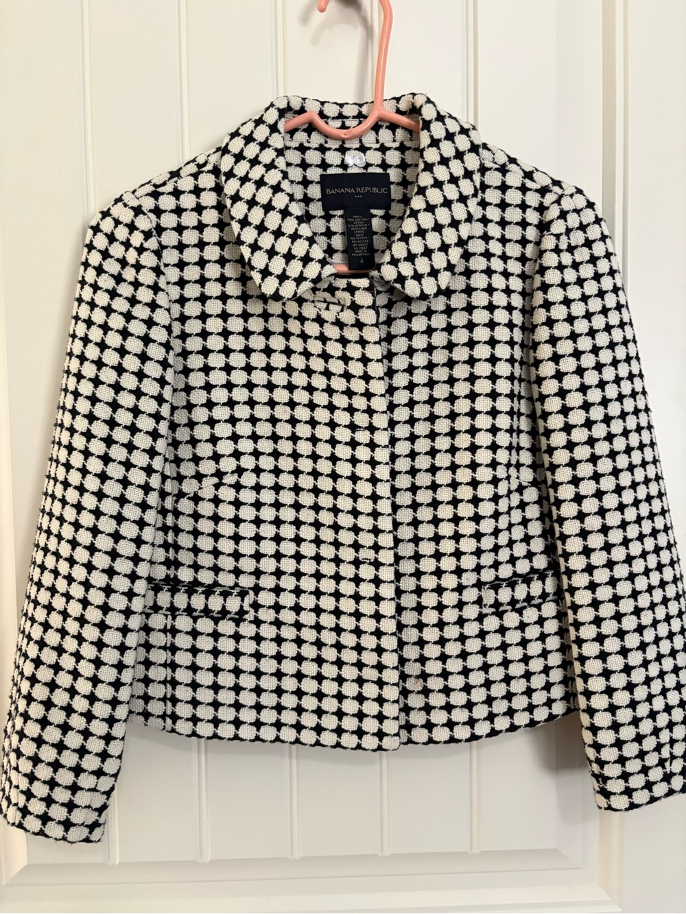 Banana Republic Black & White Patterned Wool Blend Jacket and matching skirt